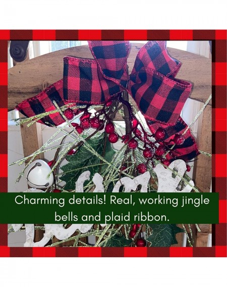Ornaments Christmas Sleigh Wall Décor Rustic Holiday Sled Decoration for Mantel- Door- Bookshelf - Artisan Wood Decorative I...