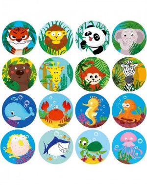 Party Favors 600 Pcs Round Zoo Marine Animal Stickers in 16 Designs with Perforated Line Expanded Version (Each measures 1.5"...
