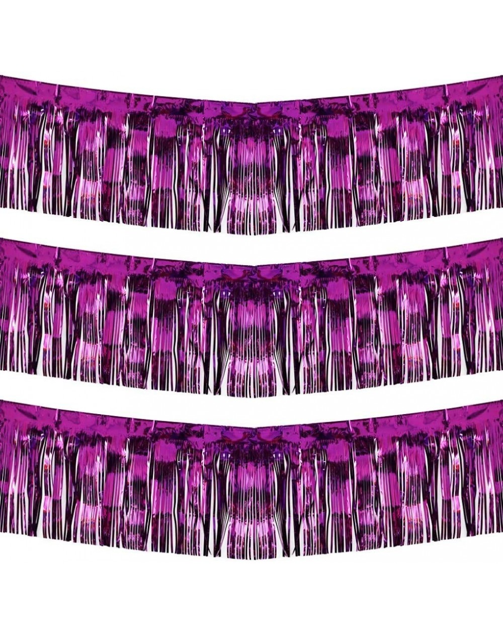 Banners & Garlands 10 Feet by 15 Inch Purple Foil Fringe Garland - Pack of 3 - Shiny Metallic Tinsel Banner - Ideal for Parad...