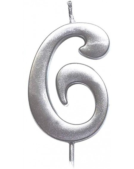 Birthday Candles Number Silver 6 Cake Numeral Candles- Birthday Numeral Candles for Birthday- Wedding- Theme Party- Celebrati...