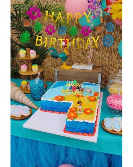 Banners 2 PCS Glittery Moana Birthday Banner Moana Cake Topper Moana Birthday Party Decoration Hawaiian Birthday for Tropical...