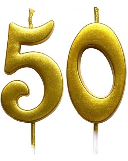 Cake Decorating Supplies 50th Birthday Table Cloth Covers and Gold 50th Birthday Numeral Candle - CT19E84UQ6A $18.75