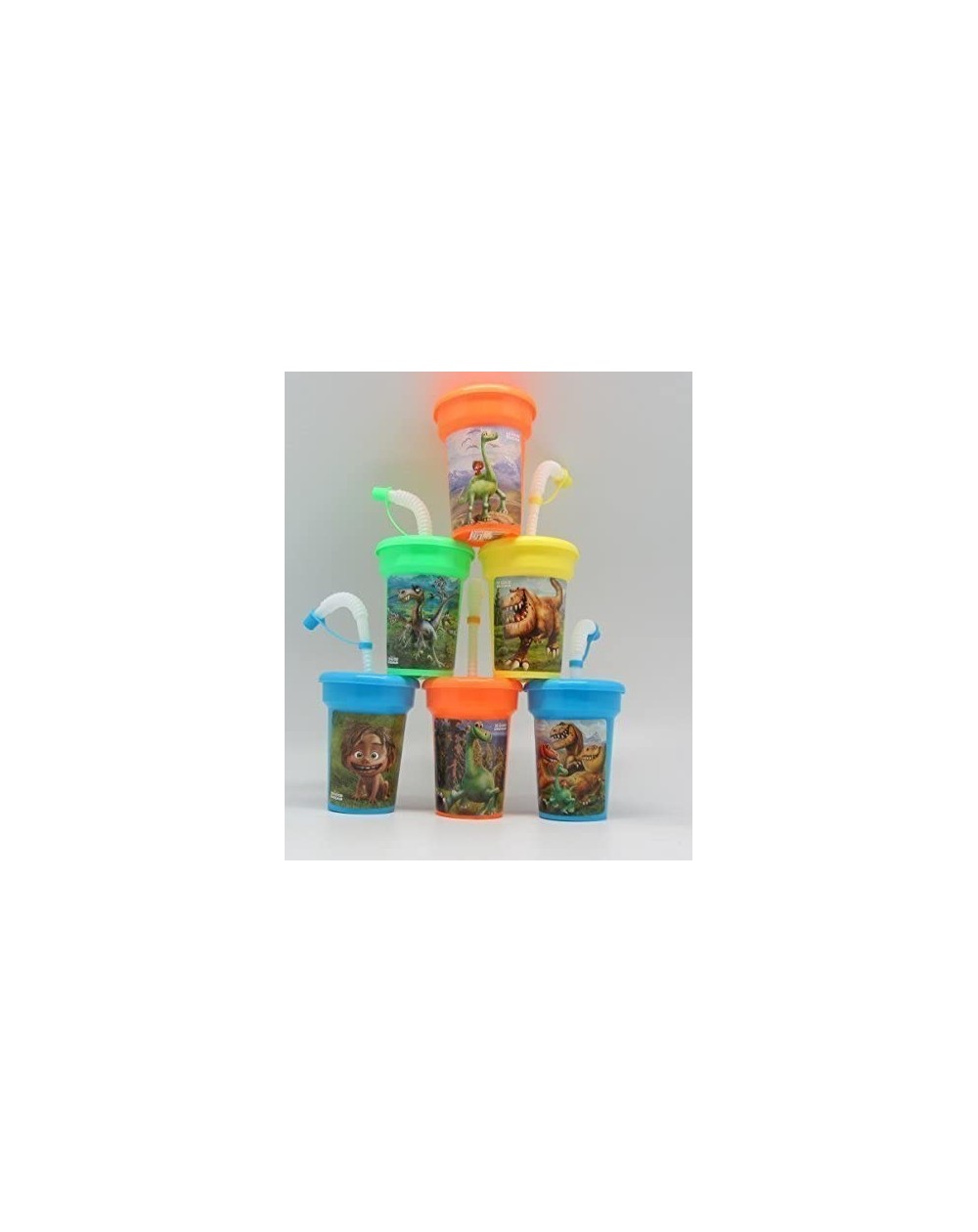 Party Tableware 6 The Good Dinosaur Stickers Birthday Sipper Cups with lids Party Favor Cups - CA128M7PRX9 $14.14