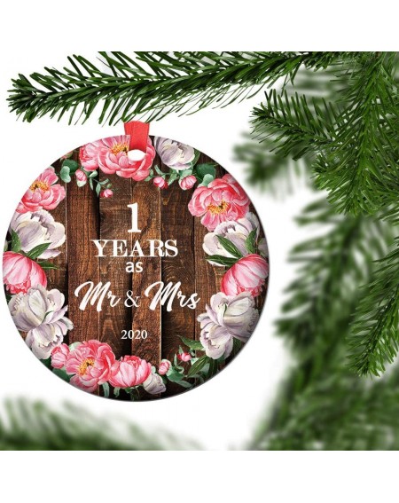 Ornaments First Christmas in Our New Home Ornament 2020 Rustic 1st Year Married Newlyweds 3" Flat Circle Porcelain Ceramic Or...