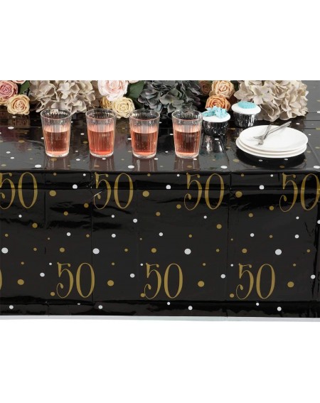 Cake Decorating Supplies 50th Birthday Table Cloth Covers and Gold 50th Birthday Numeral Candle - CT19E84UQ6A $18.75