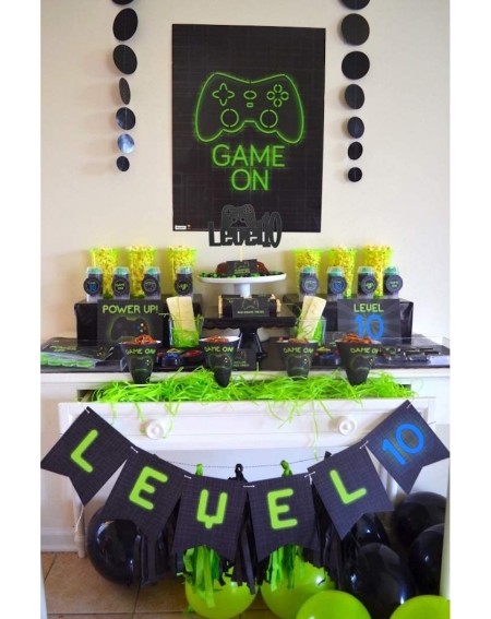 Cake & Cupcake Toppers Video Game Level Up 10th Birthday Cake Topper- Glittery Happy 10th Birthday Video Gaming Cake Toppers ...