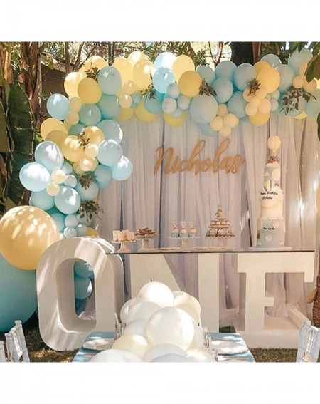 Balloons Blue Party Latex Balloons 130 Pcs Baby Blue and Yellow Balloons Garland Arch Kit for Baby Shower Boy Birthday Decora...