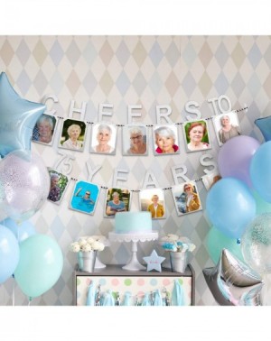 Banners Cheers to 75 Years Silver Photo Banner Happy 75th Birthday Milestone Anniversary Party Decoration Hanging Supplies fo...