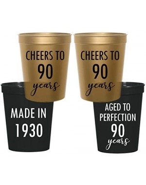 Tableware Mandeville Party Company- 10 count Stadium Plastic Cups- Cheers to 90 Years- Made in 1930- Aged to Perfection 90 Ye...