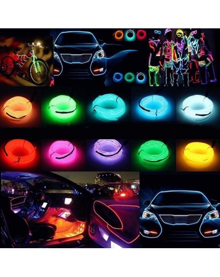 Rope Lights Car Interior Lights El Wire 5m/16ft Flexible el neon Wire Rope Neon Glowing Strobing Electroluminescent Wire Neon...