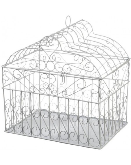 Place Cards & Place Card Holders VL1017 Metal Bridal Birdcage Card Holder- White - CR1165H6TYZ $30.85