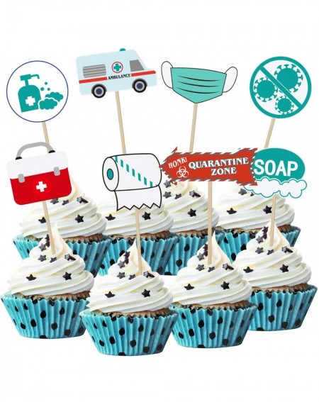Cake & Cupcake Toppers 48 Piece Quarantine Cupcake Toppers Quarantine Party Supplies Social Distancing Party Decorations Them...