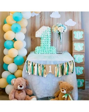Banners Baby Birthday Decoration And Photo Booth Props-1st Birthday Party Banner- Green Forest Kingdom Party Themed High Chai...