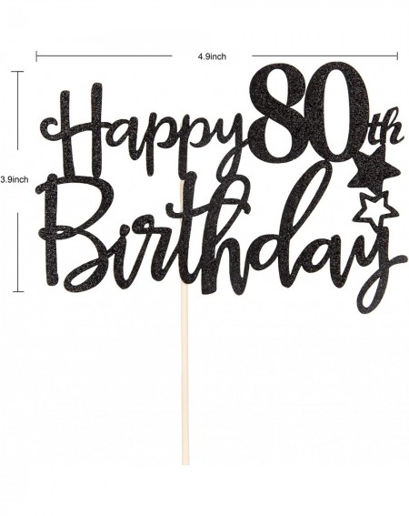Cake & Cupcake Toppers Black Happy 80th Birthday Cake Topper-Hello 80- Cheers to 80 Years-80 & Fabulous Party Decoration - CZ...