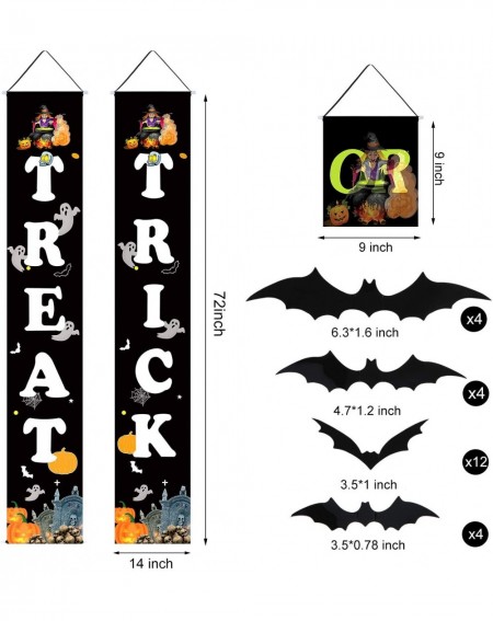 Banners & Garlands 3 Pieces Halloween Hanging Banner Outdoor Signs and 24 Pieces 3D Halloween Bat Design Wall Decal Sticker f...