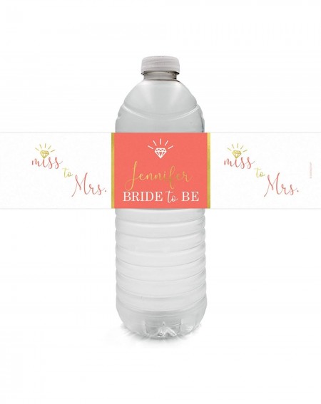 Favors Personalized Bridal Shower Water Bottle Labels - 12 Stickers (Coral) - Coral - C319DKI2696 $10.11