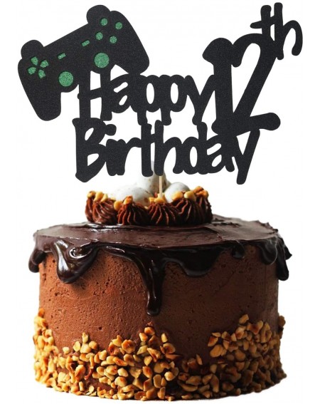 Cake & Cupcake Toppers Video Game Cake Topper for 12 Year Old Gamer Birthday Decorations- Glittery Happy 12th Birthday Video ...