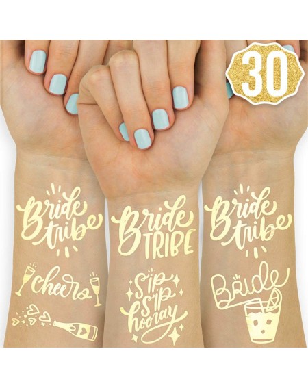 Adult Novelty 30 Bride Tribe Metallic Tattoos - Bachelorette Party Decorations- Bridesmaid Favor + Bride to Be - CE18KKGDA74 ...