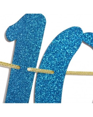 Banners & Garlands Happy 10th Birthday Glitter Garland Banner-Happy 10th Birthday Party Supplies (Gold & Blue) - Gold & Blue ...