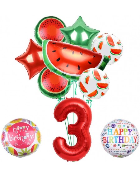 Balloons Watermelon Balloons- Pack of 10-Watermelon Mylar Balloon for 3rd Birthday Party Bouquet Decorations- Summer Fruity W...