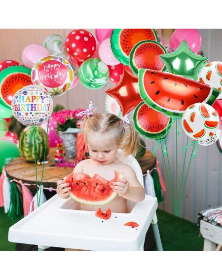 Balloons Watermelon Balloons- Pack of 10-Watermelon Mylar Balloon for 3rd Birthday Party Bouquet Decorations- Summer Fruity W...