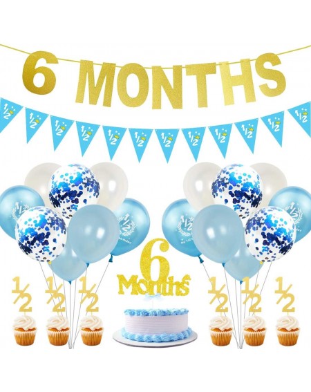 Balloons 6 Months Birthday Decorations for Boy Gold Half Year Banner Cake Topper Pink 1/2 Pennant Party Supplies - C318YGMQ7L...