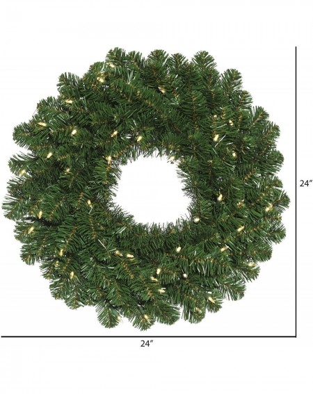 Wreaths 24" Oregon Fir Wreath Featuring 110 Pvc Tips and 35 Warm White Single Mold Led Wide Angle Lights - Warm White Dura-li...