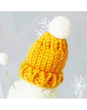 Hats 10pcs Christmas Knit Hat Mini Santa Hats Christmas Tree Ornaments DIY (Yellow) - Yellow - CT18YSCU8XH $9.58
