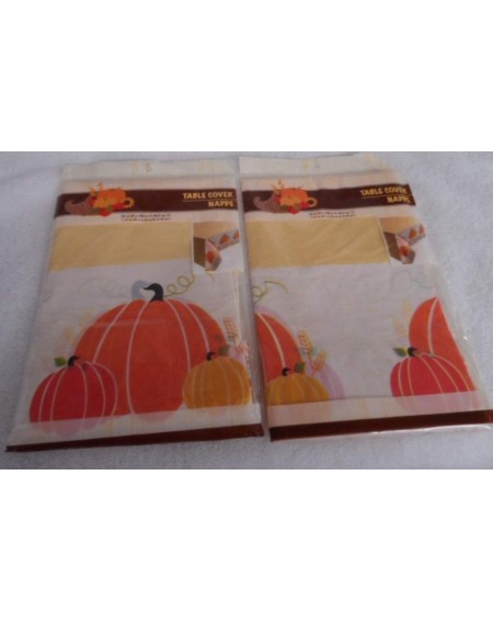 Tablecovers Fall Pumpkin Thanksgiving Tablecloth 2 Pack plastic party supplies - CC19KI7UL2C $10.54