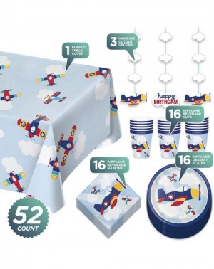 Party Packs Airplane Party Pack - Paper Dessert Plates- Napkins- Cups- Table Cover and Hanging Cutouts Set (Serves 16) - Pape...