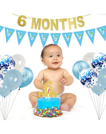 Balloons 6 Months Birthday Decorations for Boy Gold Half Year Banner Cake Topper Pink 1/2 Pennant Party Supplies - C318YGMQ7L...