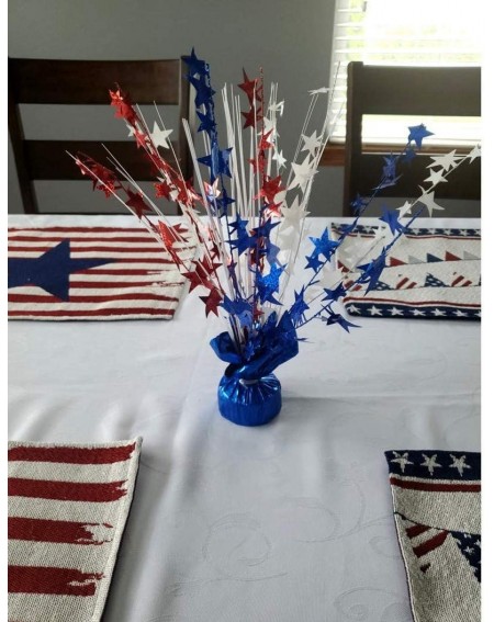 Centerpieces Patriotic Red- White and Blue Star 15-inch Holographic Balloon Weight Centerpiece - CZ19034LU06 $7.77