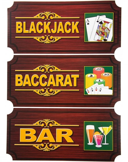 Banners & Garlands Casino Sign Cutouts - 8-Pack Casino Party Directional Signs Theme Party Decorations- Kids Birthday Party F...