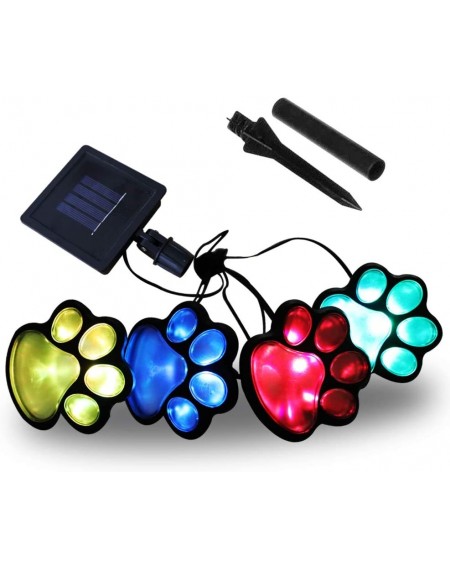 Outdoor String Lights LED Solar Paw Print Outdoor Decor Solar Light- Dog Puppy- Bear- Animal- Cat Paw Path Light- Garden Lamp...