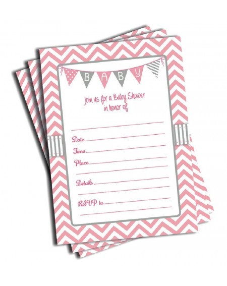 Invitations 50 Pink Girl Baby Shower Invitations and Envelopes (Large Size 5x7) - CA1268O45GX $16.14