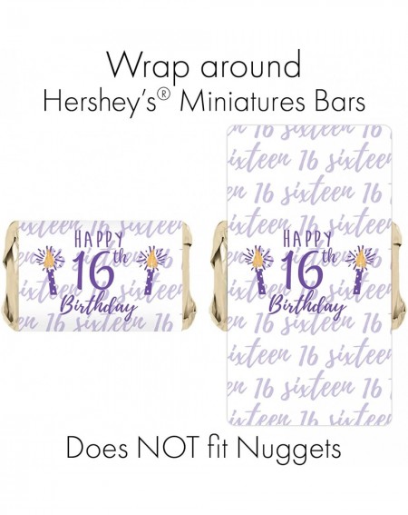 Favors Sweet Sixteen 16th Birthday Mini Candy Bar Wrappers- 45 Stickers (Purple and Gold) - Purple and Gold - C9186MR3T0O $8.42