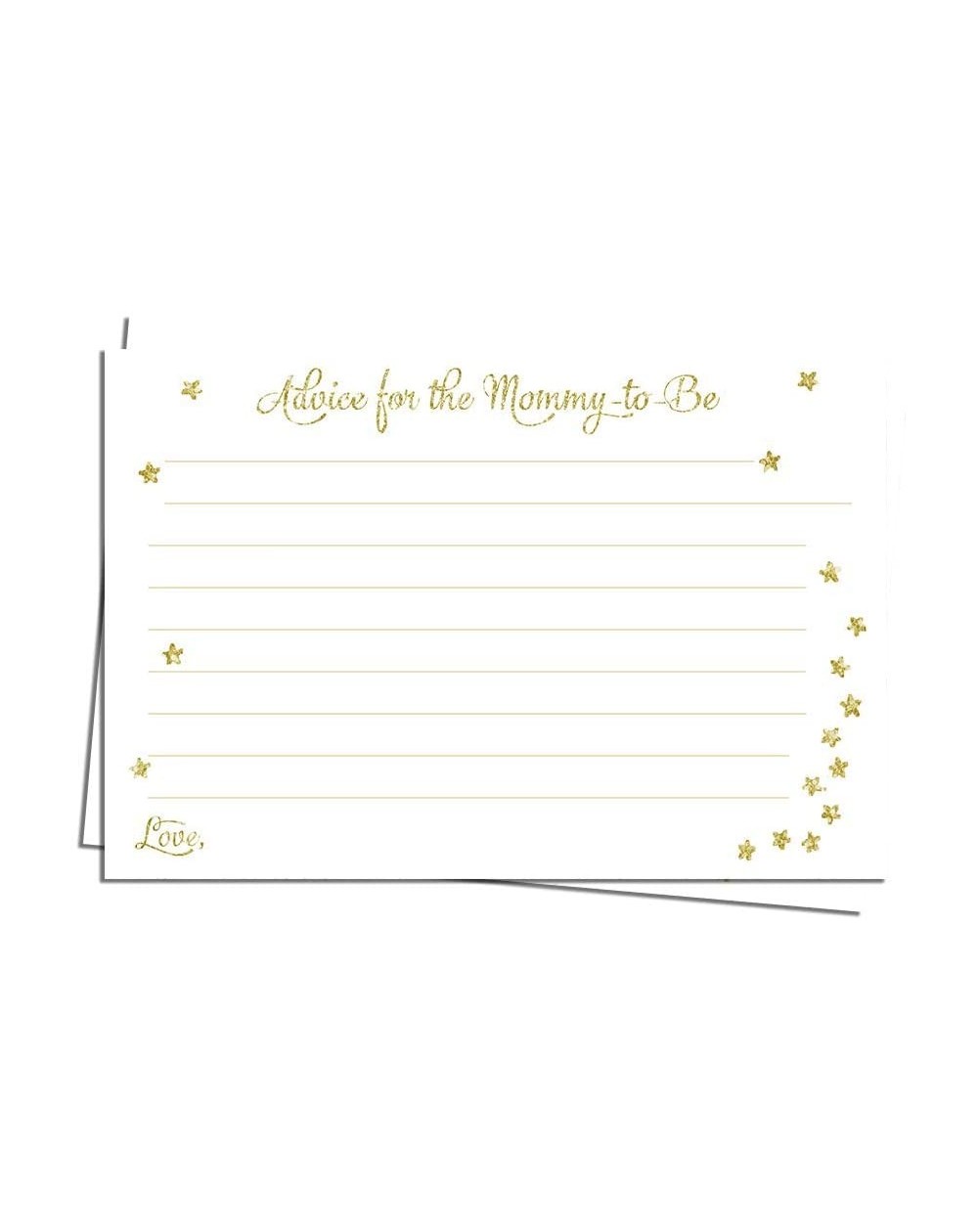 Invitations Twinkle Little Star Baby Shower Advice Cards for Mommy to Be White Glitter Gold Gender Neutral Boy or Girl Activi...