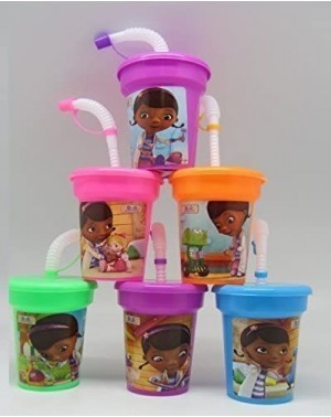 Party Tableware 6 Doc McStuffins Stickers Birthday Sipper Cups with lids Party Favor Cups - C01283JBEI3 $12.36