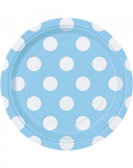 Tableware Unique Industries- Polka Dot Cake Paper Plates- 8 Pieces - Light Blue - Light Blue - C011SYJ4NS1 $6.91