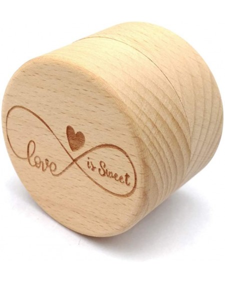 Party Packs Delicate Wood Round Wedding Ring Box Container - Love is Sweet- 5.2x4.2cm - Love is Sweet - CF18W6K59CN $7.98