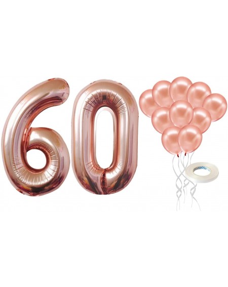 Balloons Rose Gold 60th Birthday Balloons - Large- 40 Inch Pack of 12 - Number Balloons 60 Decorations Supplies - Number 6 an...