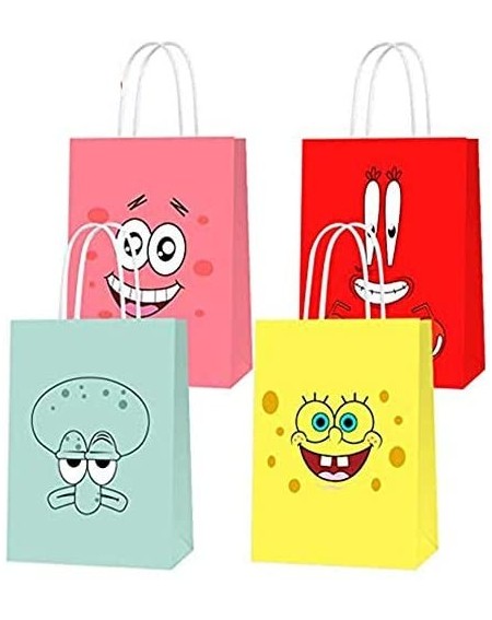 Party Favors Party Bags for Spongebob Birthday Party Supplies Including 4 Patterns Double Sided Printed- Goody Candy Favor Tr...