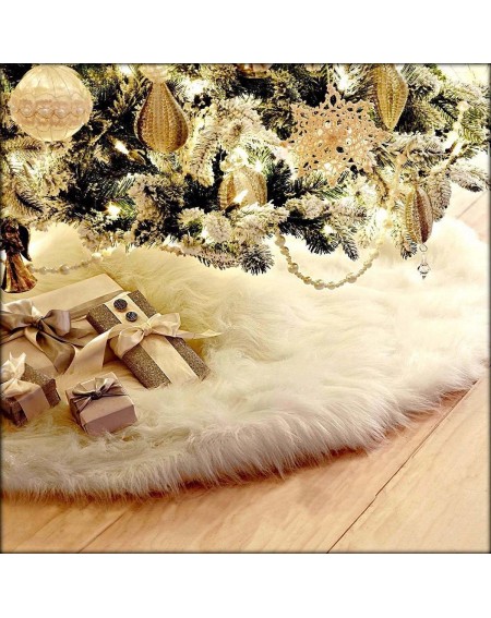Tree Skirts Christmas Tree Skirts Plush Faux Fur Handmade Soft Luxury Tree Skirt Decorations for Indoor Outdoor Xmas Holiday ...