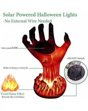 Outdoor String Lights Halloween Decoration Lights Outdoor- Solar Powered Burning Witch Hand Lights- Flickering Flame Lantern ...