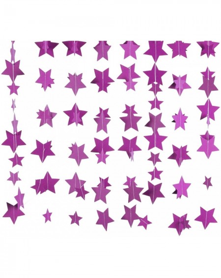 Banners & Garlands Purple Star Glitter Paper Garlands Hanging Banner for Party Decorations 4 in Pack - Purple - CL190YXXU8Y $...