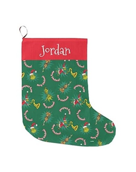 Stockings & Holders Personalized 10.4" x 16.8" Christmas Stocking- Xmas Stocking- Dr Seuss The Grinch Merry Grinchmas Pattern...