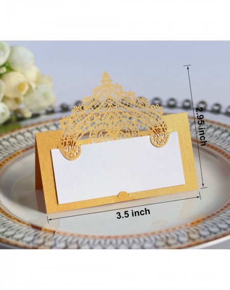 Place Cards & Place Card Holders 100 Pcs Table Place Cards with White Inserts - Crown Tent Cards Name Cards for Wedding- Banq...