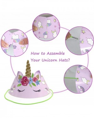 Party Hats Unicorn Party Hats Birthday Paper Hats Party Supplies Favors Hat with Elastic Cords for Kids Girls Boys 24 Pack - ...