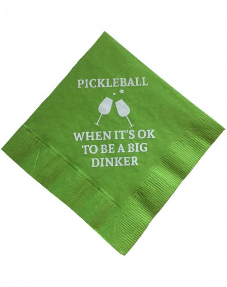 Tableware Pickleball Pickle Ball Cocktail Drink Napkins Paper Party Green (Lime Green & White- 20) - Lime Green & White - C01...