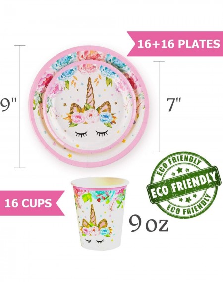 Party Favors Unicorn Plates Cups Napkins for Birthday Party- 16 guests - Unicorn 16 Plates- Cups- Napkins- Flatware - C718SC2...